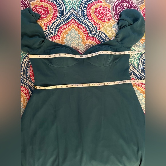 Barbie Azazie 1003 Ink Blue Puff Short Sleeve Lined W/Pockets Maxi Dress Sz A16 - Picture 10 of 12